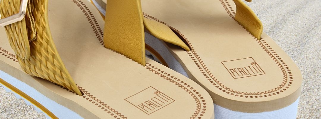 Papuci de Damă Perletti – Wedge Flip-Flop 4cm, cu platformă și textură împletită